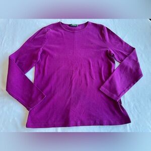 Lauren Ralph Lauren Vibrant Magenta Purple Knit Top with RL Logo Size Medium